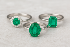 925 sterling silver rings with AA certified emeralds