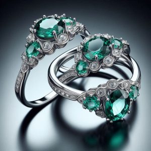 925 sterling silver rings with AAA certified emeralds